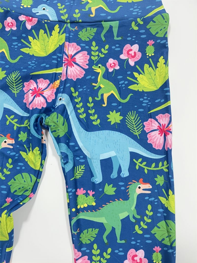 Jenter Tropical Dinosaurs Print Søte Supermyke Leggings