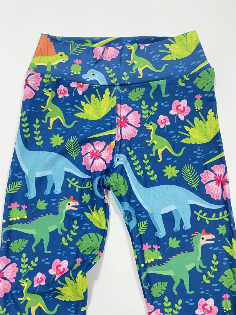 Jenter Tropical Dinosaurs Print Søte Supermyke Leggings