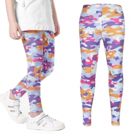 Jenter Uformelle Søte Elastiske Leggings Med Camouflage Print Barneklær