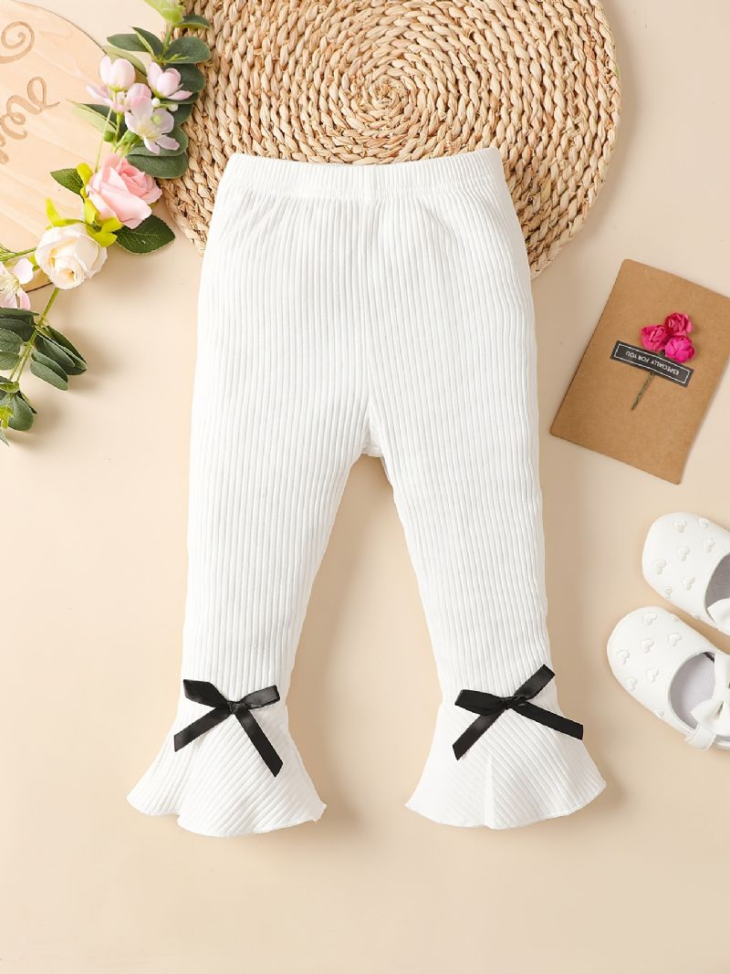 Småbarn Baby Jenter Stretch Myk Bue Leggings Flare Leg Bukser Barneklær