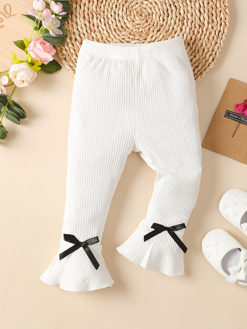 Småbarn Baby Jenter Stretch Myk Bue Leggings Flare Leg Bukser Barneklær