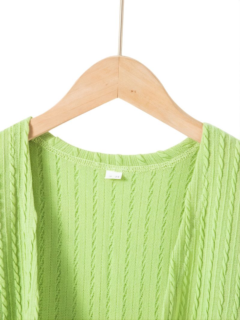 Jenter Green Twist Knit Long Sleeve Cardigan