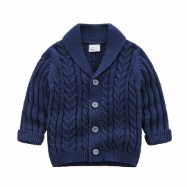 Unisex Baby Cardigan V-hals Botton Genser Med Kabelstrikk For Vinter Barneklær