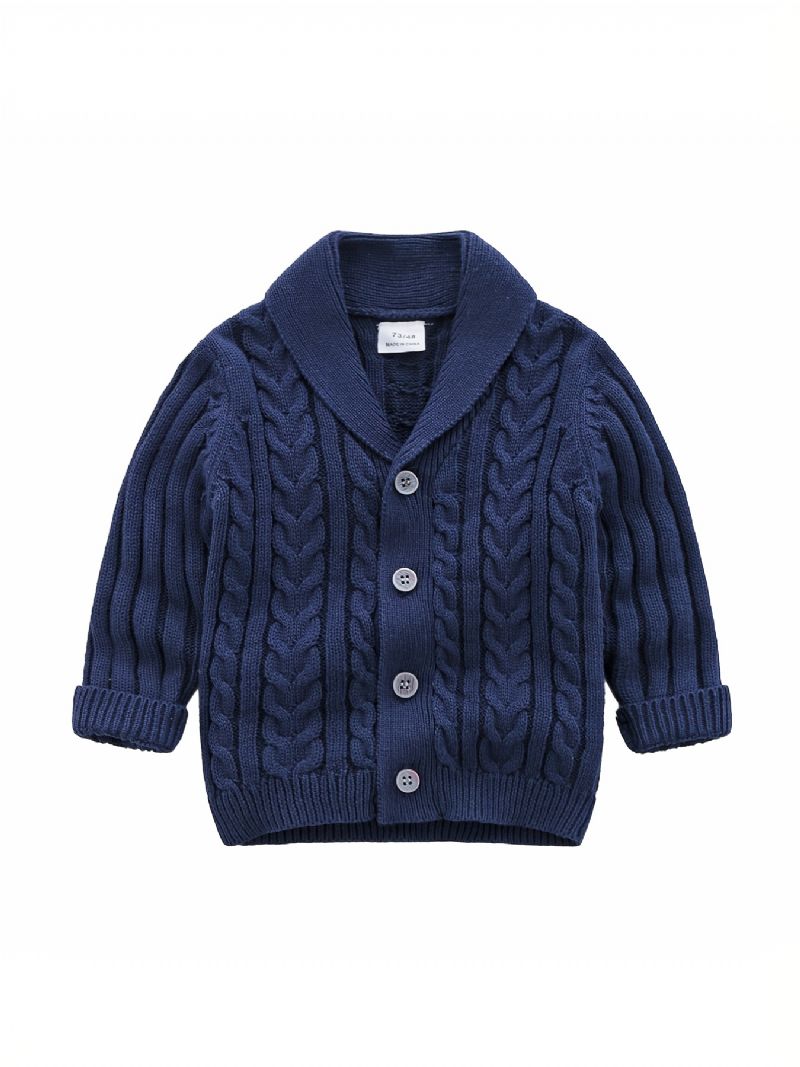 Unisex Baby Cardigan V-hals Botton Genser Med Kabelstrikk For Vinter Barneklær