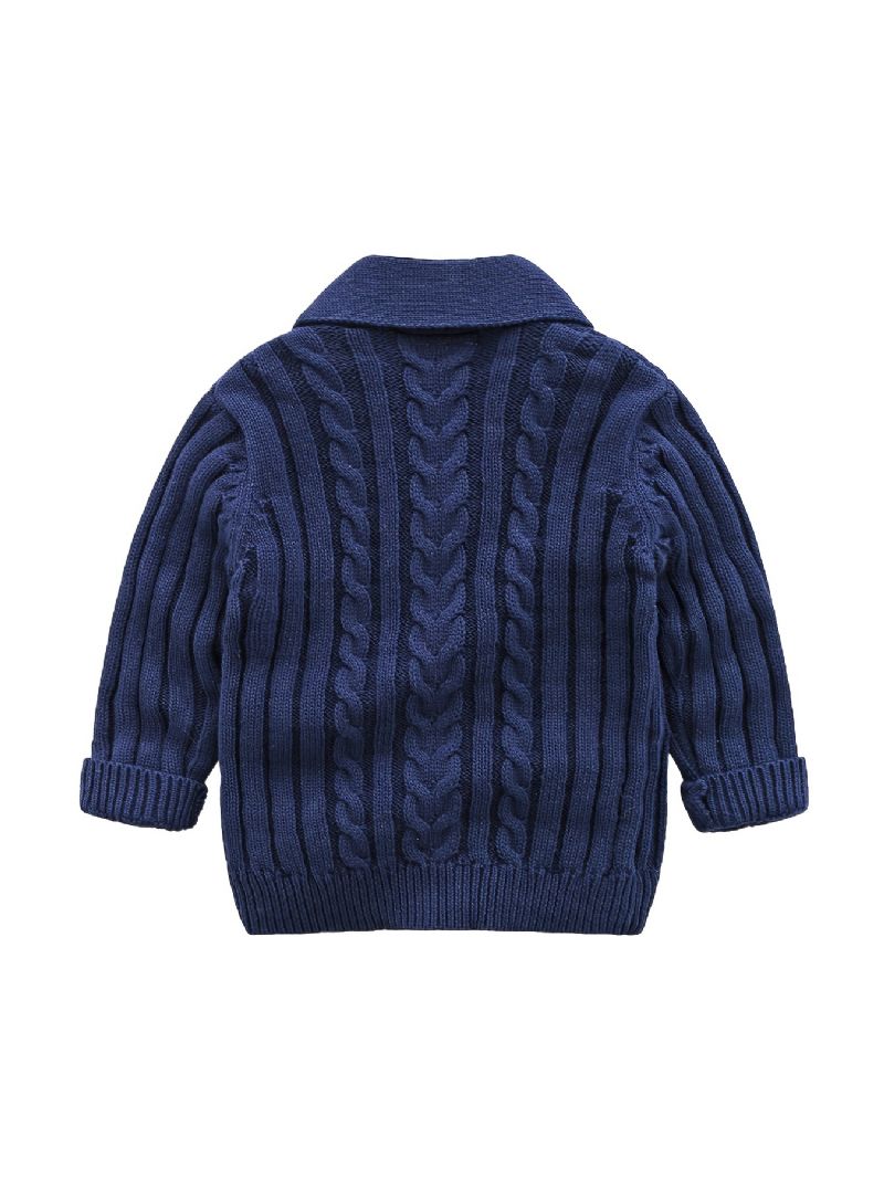 Unisex Baby Cardigan V-hals Botton Genser Med Kabelstrikk For Vinter Barneklær