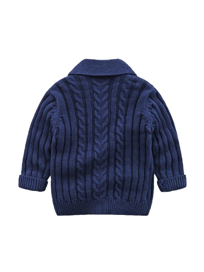 Unisex Baby Cardigan V-hals Botton Genser Med Kabelstrikk For Vinter Barneklær