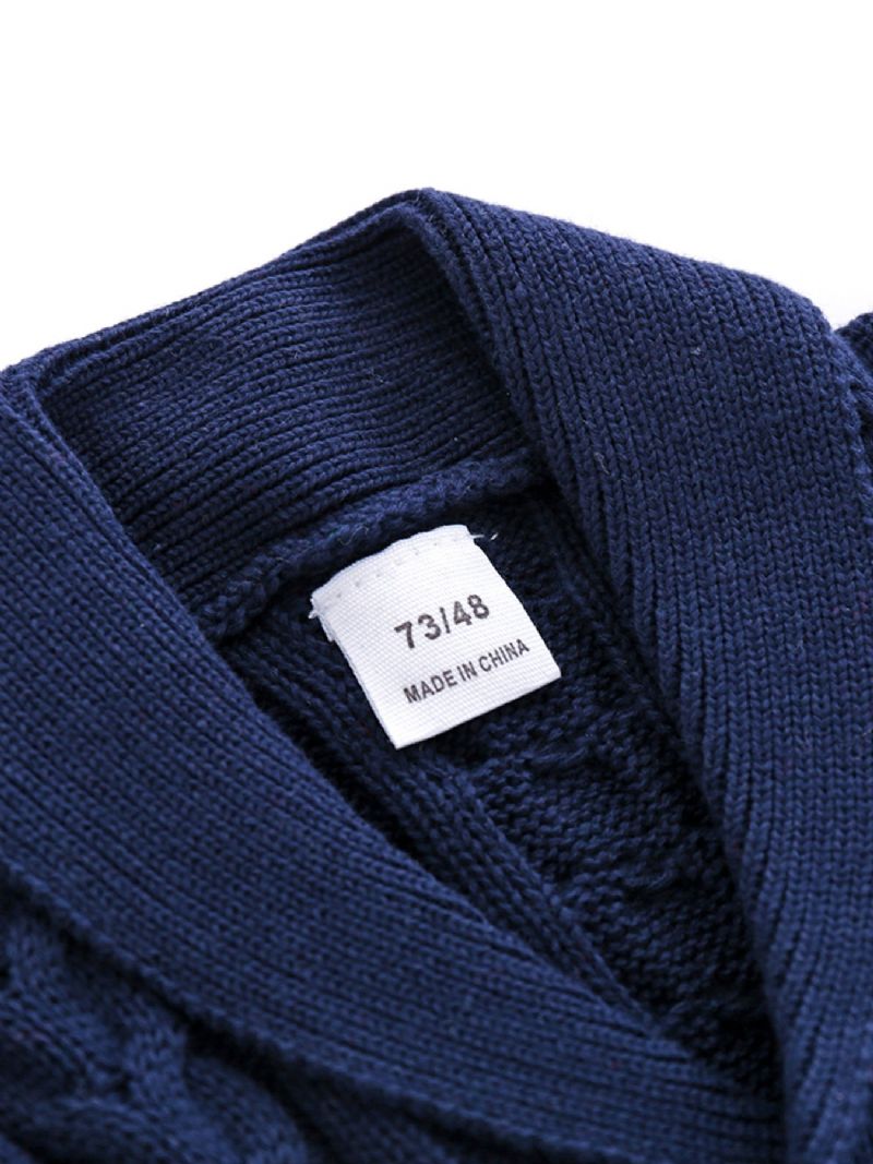 Unisex Baby Cardigan V-hals Botton Genser Med Kabelstrikk For Vinter Barneklær