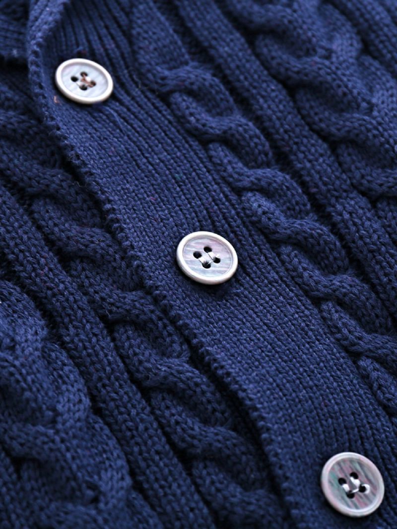 Unisex Baby Cardigan V-hals Botton Genser Med Kabelstrikk For Vinter Barneklær