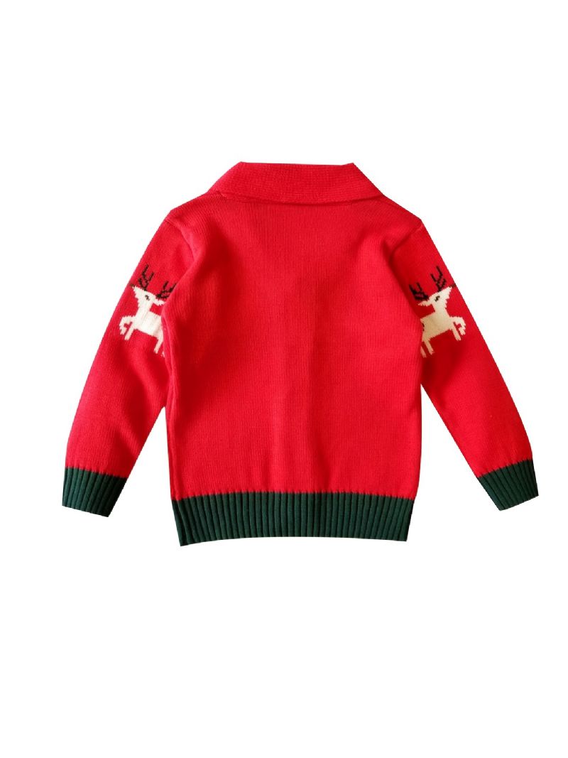 Unisex Baby Strikket Cardigan I Elgmønster Til Vinterjulen