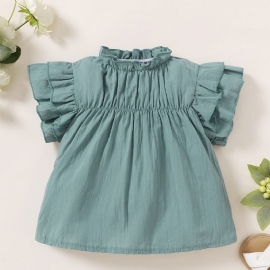 Baby Jenter Ruffle Sleeve Turtleneck Skjorte Topp Babyklær