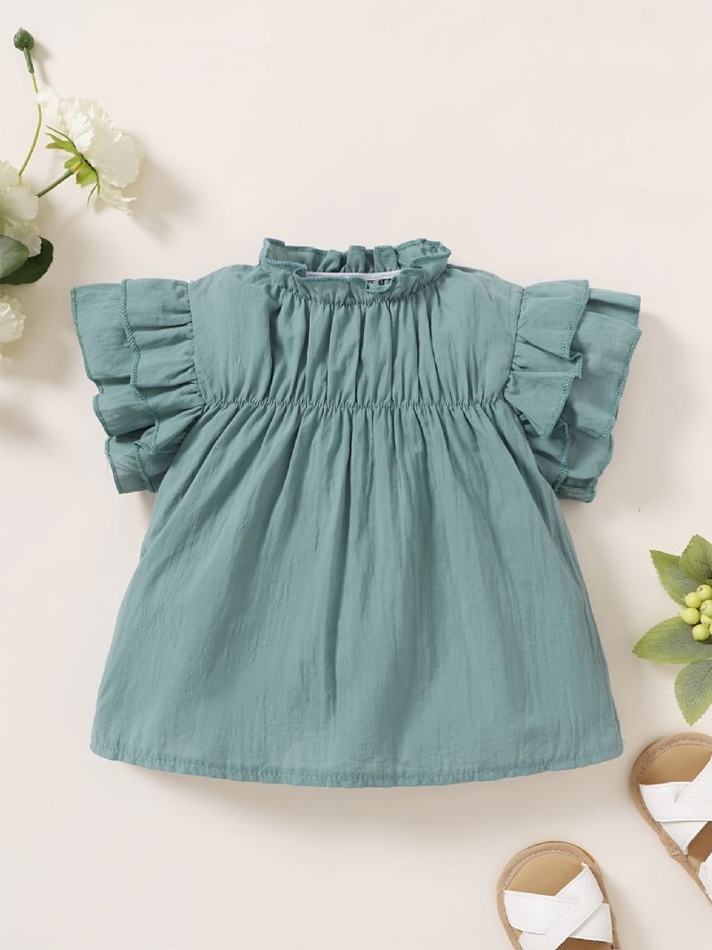 Baby Jenter Ruffle Sleeve Turtleneck Skjorte Topp Babyklær