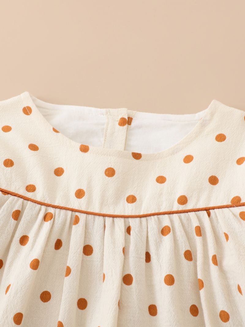 Jenter Polka Dots Ruffle Hem Lanterne Langermet Bluse