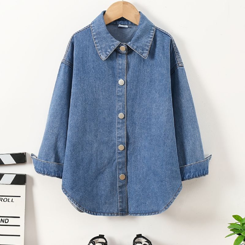 Småbarn Jenter Langermet Denim Bluse