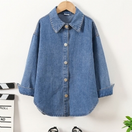 Småbarn Jenter Langermet Denim Bluse