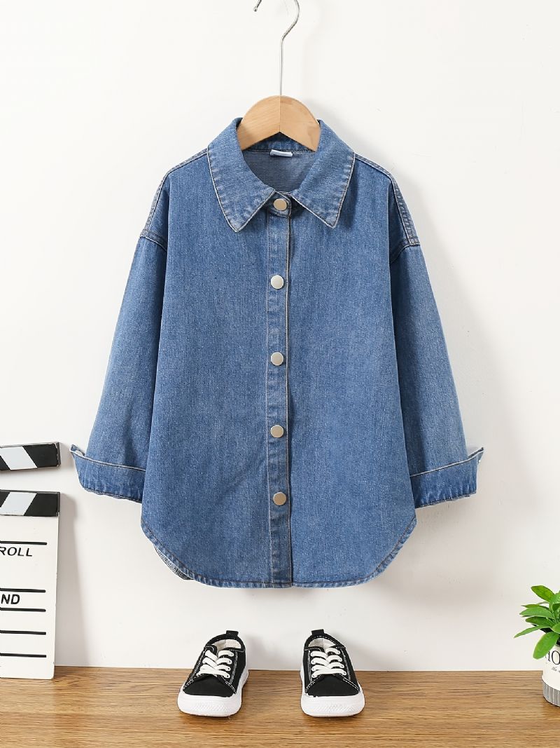 Småbarn Jenter Langermet Denim Bluse