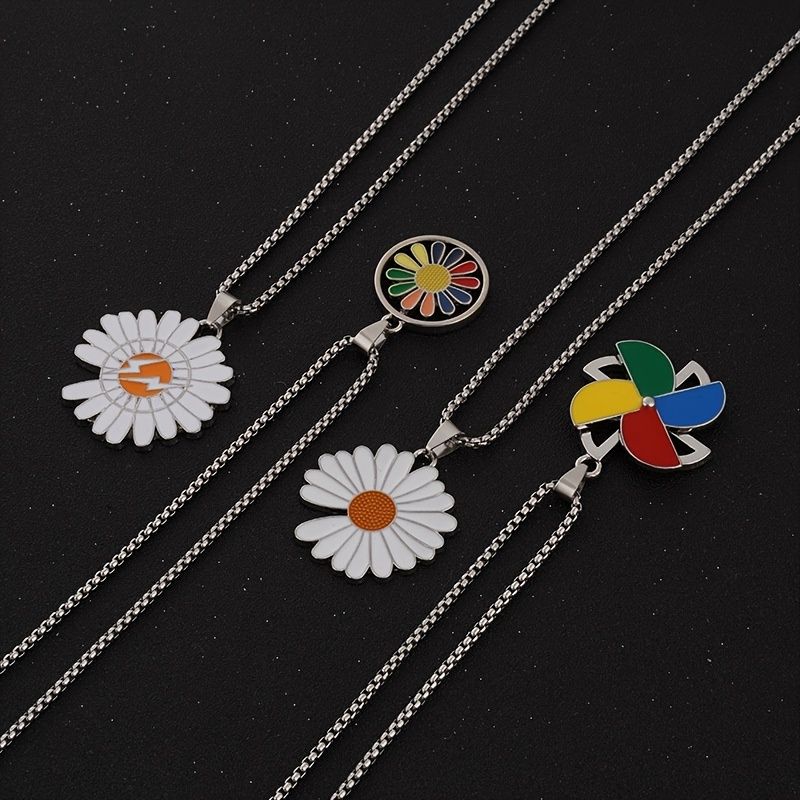 1 Stk Jenter Enkel Hiphop Style Lucky Daisy Pendant Halskjede Smykker Party Gift For Gutter Og