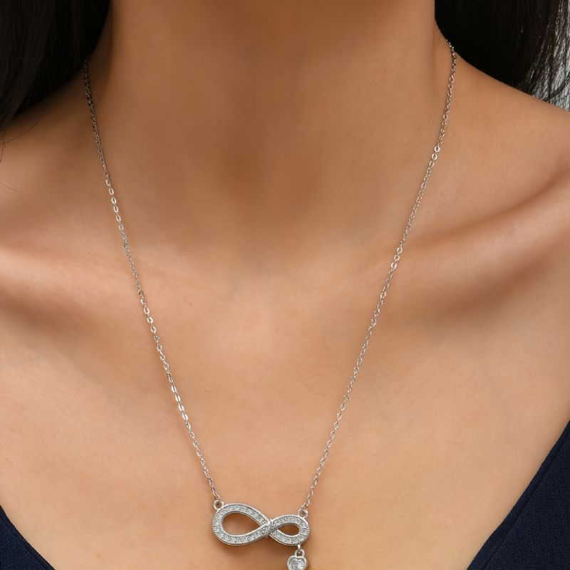8-formet Love Infinity Zircon Halskjede For Kvinner Charms Smykker Gave Bursdagsgaver Til Kone Jenter Henne