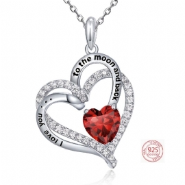 925 Sterling Sølv Birthstone Halskjeder For Kvinner Jenter Jeg Elsker Deg Til Månen Tilbake Jubileum Bursdag Valentinsdag Morsdag Gave Til Mor Kjæreste Kone