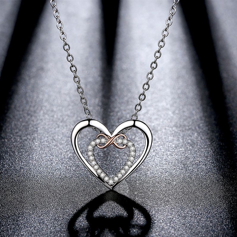 Infinity Heart Zircon Halskjede For Kvinner Charms Smykker Gave Bursdagsgaver Til Kone Jenter Henne