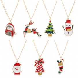 Julekjeder Emalje Xmas Tree Bell Santa Snowflake Halskjede Anheng For Kvinner Menn Gaver Trendy Smykker Til Barn Voksen