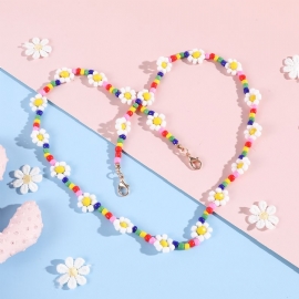 Makersland Barnas Daisy Flower Fargerike Perler Halskjede