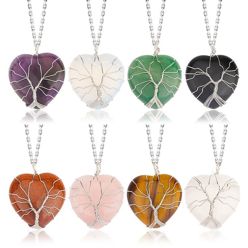 Naturstein Love Pendant Tree Of Life Winding Mote Halskjede Charms Smykker Gave Bursdagsgaver Til Kvinner Kone Jenter Henne