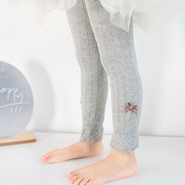 1 Stk Lårhøye Barnesokker Baby Casual Ensfarget Strikkede Leggings Med Sløyfe