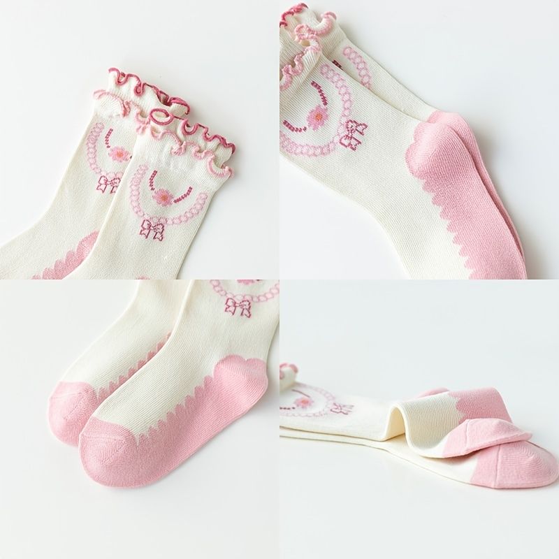 3 Par Barn Jenter Blonder Strawberry Cotton Crew Sokker