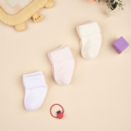 3 Par Newborn Baby Turn Cuff Sokker Ensfargede Småbarnssokker For Gutter Jenter