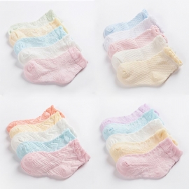 5 Par Babysokker Ensfarge Ruffle Lace Tynne Crew Sokker For Gutter Jenter