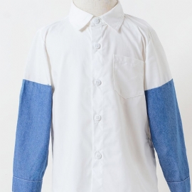 Baby Denim Langermede Skjøteskjorter Button Down Bluse Topper For Gutter Jenter Barneklær