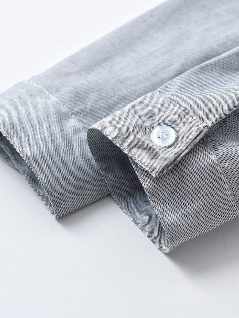 Baby Gutter Ensfargede Skjorter Button Down Langermet Lapel Bluse Topper Barneklær