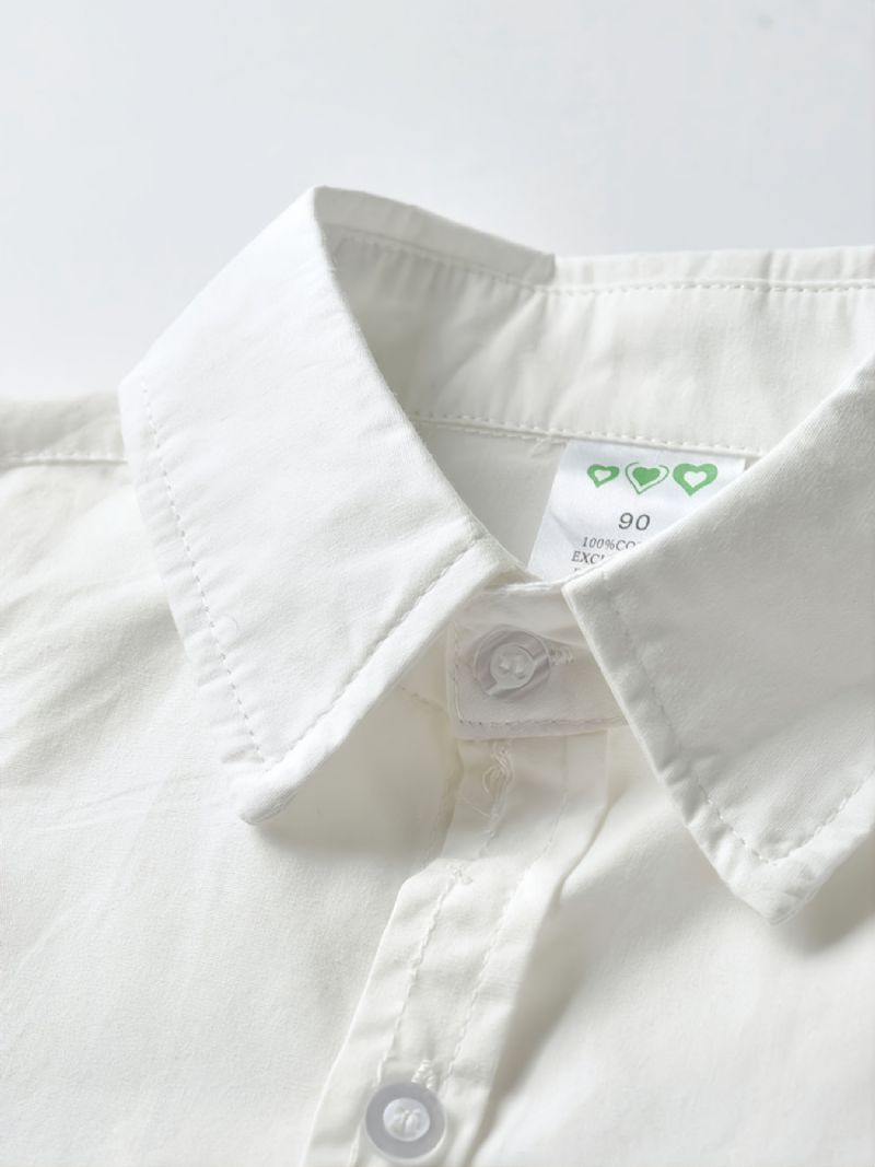 Baby Gutter Long Sleeve Button-up Skjorter Med Sløyfe Hals