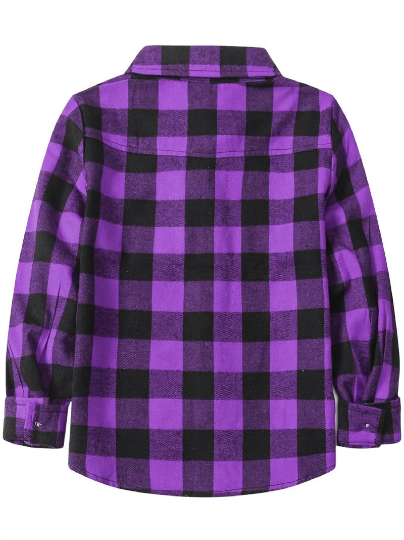 Baby Gutter Rutete Skjorter Button Down Langermet Bluse Topper Barneklær