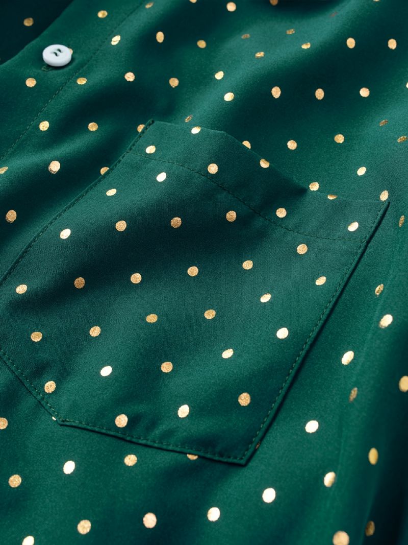 Baby Polka Dot Skjorter Button Down Langermet Grønn Bluse Topper For Gutter Jenter Barneklær