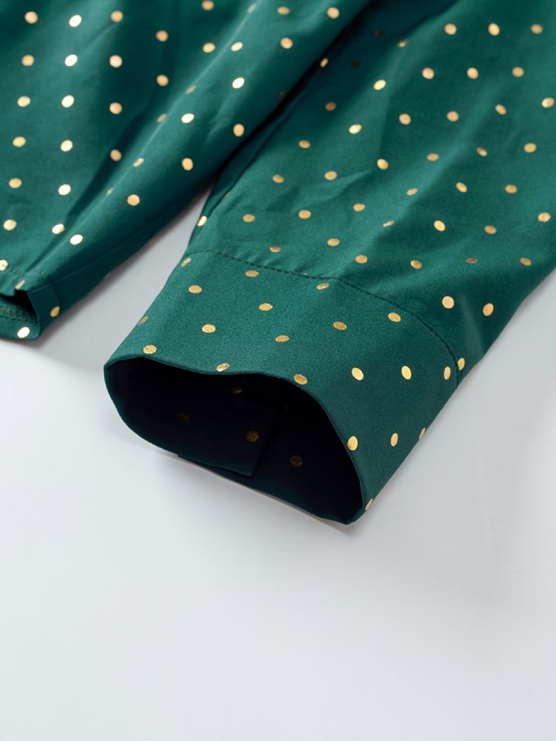 Baby Polka Dot Skjorter Button Down Langermet Grønn Bluse Topper For Gutter Jenter Barneklær