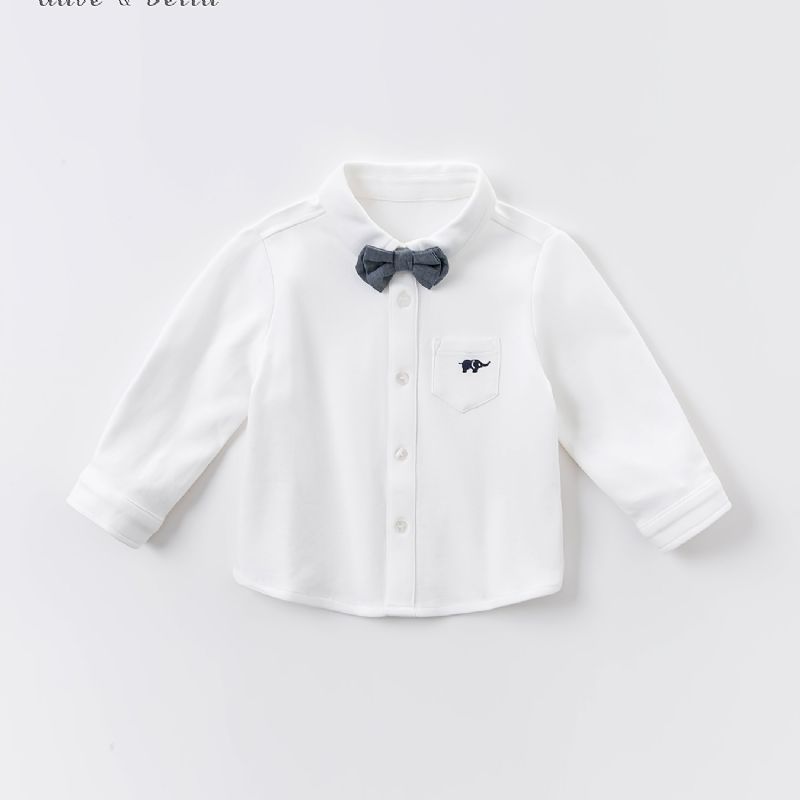 Dave&bella Gutter White Elephant Button Down Langermet Bowtie Dekor Skjorteklær