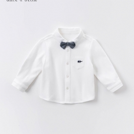 Dave&bella Gutter White Elephant Button Down Langermet Bowtie Dekor Skjorteklær