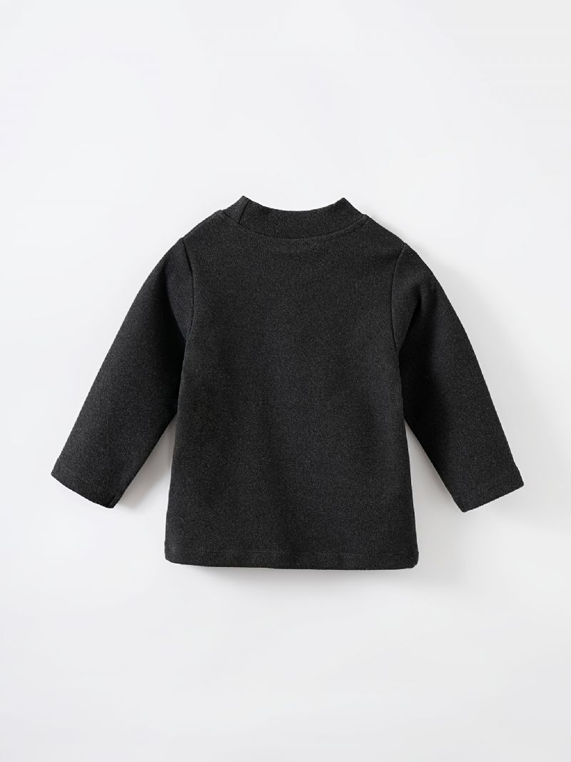 Gutter Casual Crew Neck Pullover Shirt Langermet Thermal Tops For Winter Black