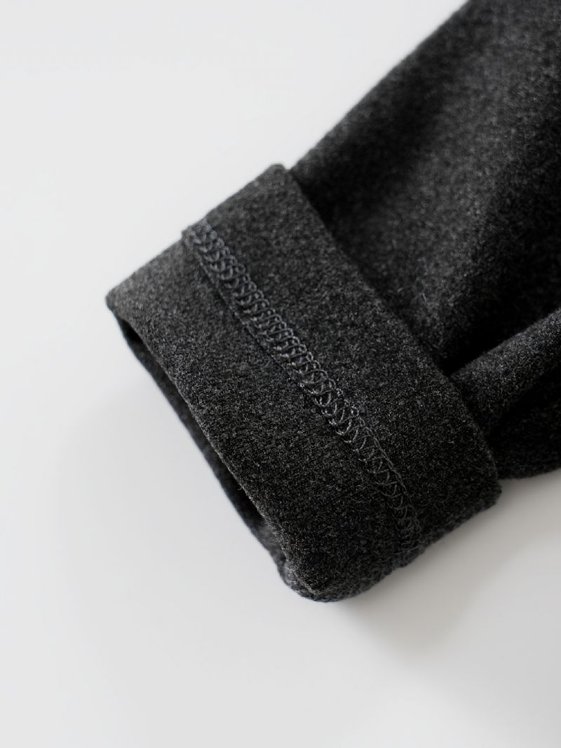 Gutter Casual Crew Neck Pullover Shirt Langermet Thermal Tops For Winter Black