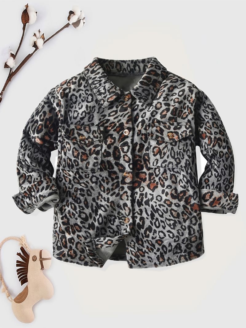 Langermet Leopardskjorte For Gutter