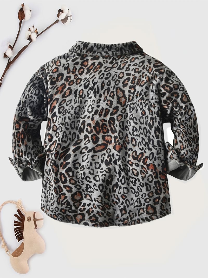 Langermet Leopardskjorte For Gutter