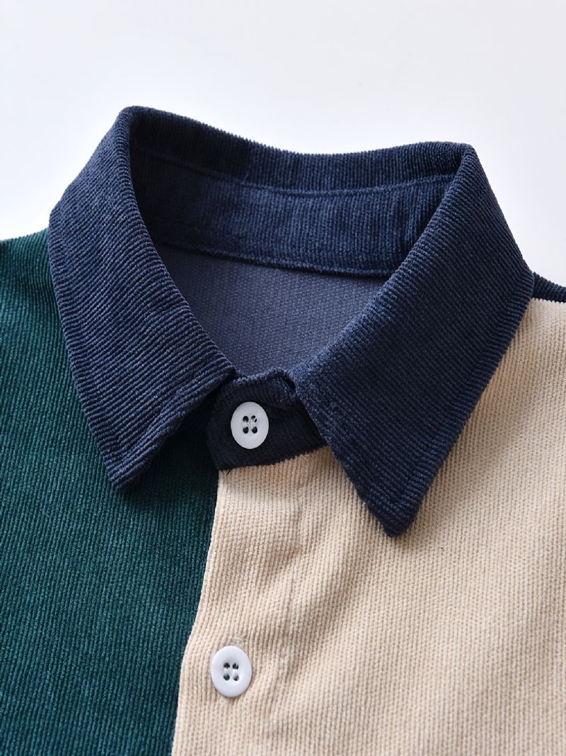 Småbarn Barn Gutter Colorblock Button-up Skjorte For Vinter Baby Barneklær