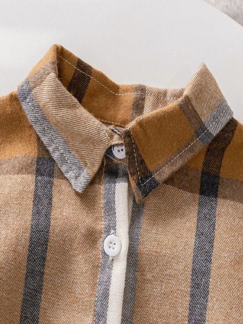 Småbarn Gutter Langermet Buffalo Ruttet Flanell Button Down Skjorte