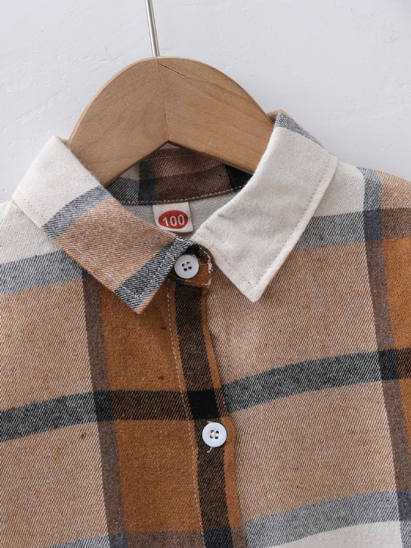 Småbarn Gutter Langermet Buffalo Ruttet Flanell Button Down Skjorte