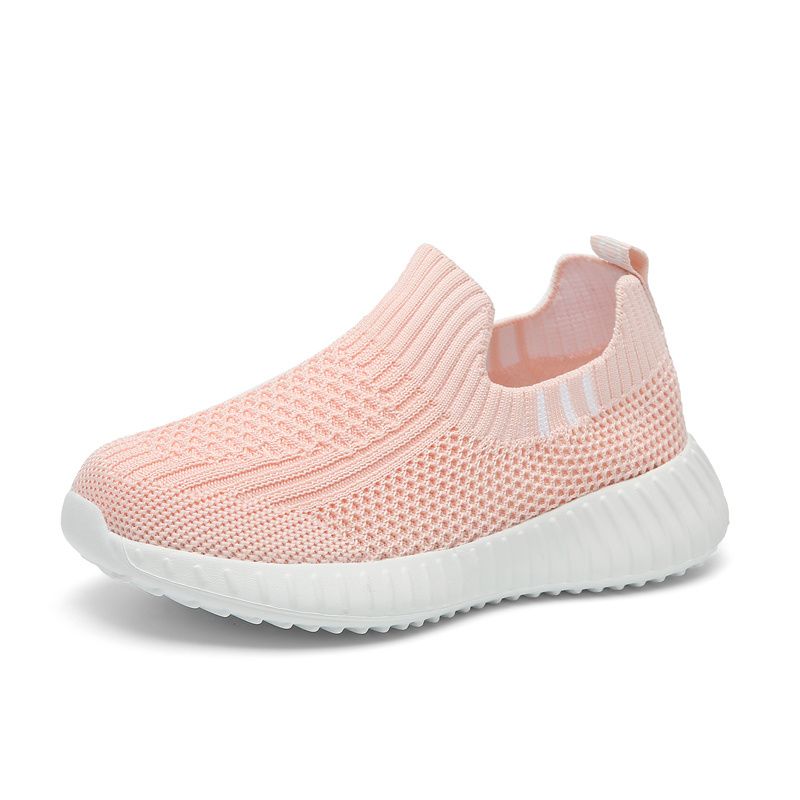 Jenter Casual Mesh Slip On Sneakers Pustende Lett Low Top Løpesko Elastiske Sportssko