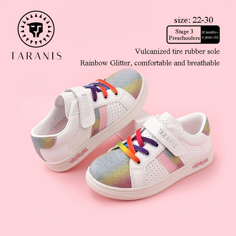 Rainbow Glitter Design Ribbon Vanntett Pustende Jentesneakers