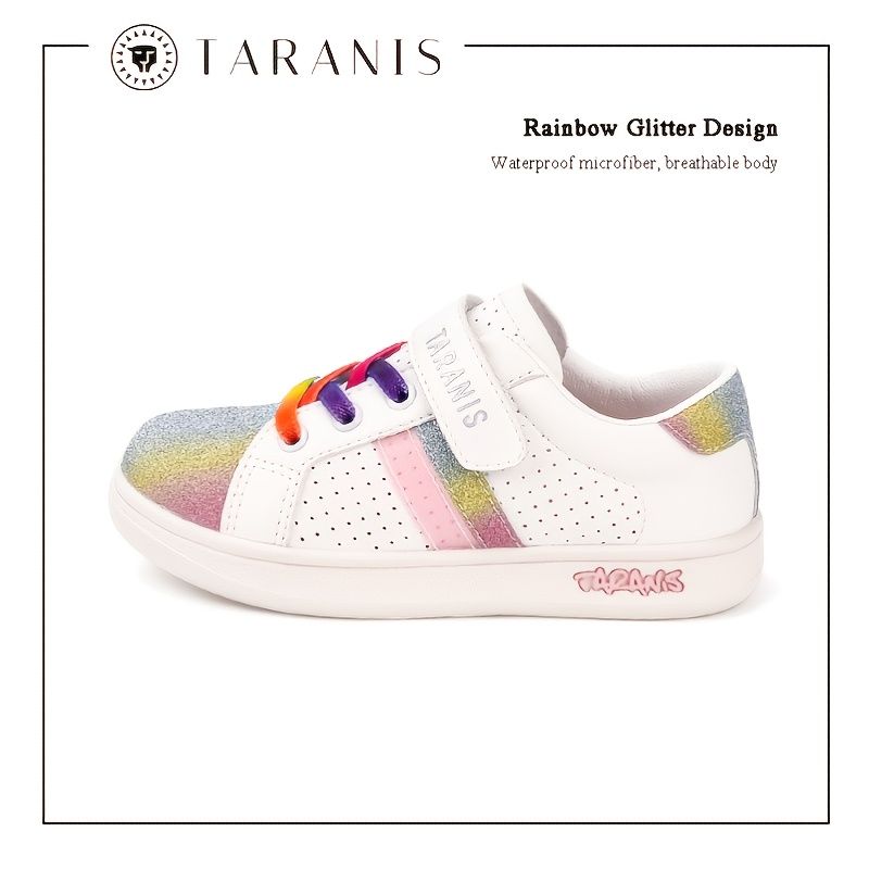 Rainbow Glitter Design Ribbon Vanntett Pustende Jentesneakers