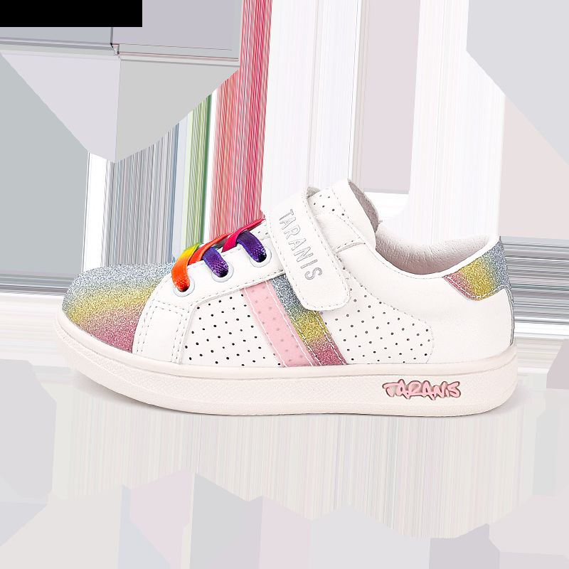 Rainbow Glitter Design Ribbon Vanntett Pustende Jentesneakers