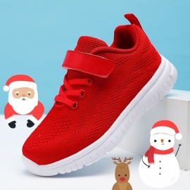 Småbarn Barn Christmas Element Tape Pustende College Style Casual Sneakers Sko